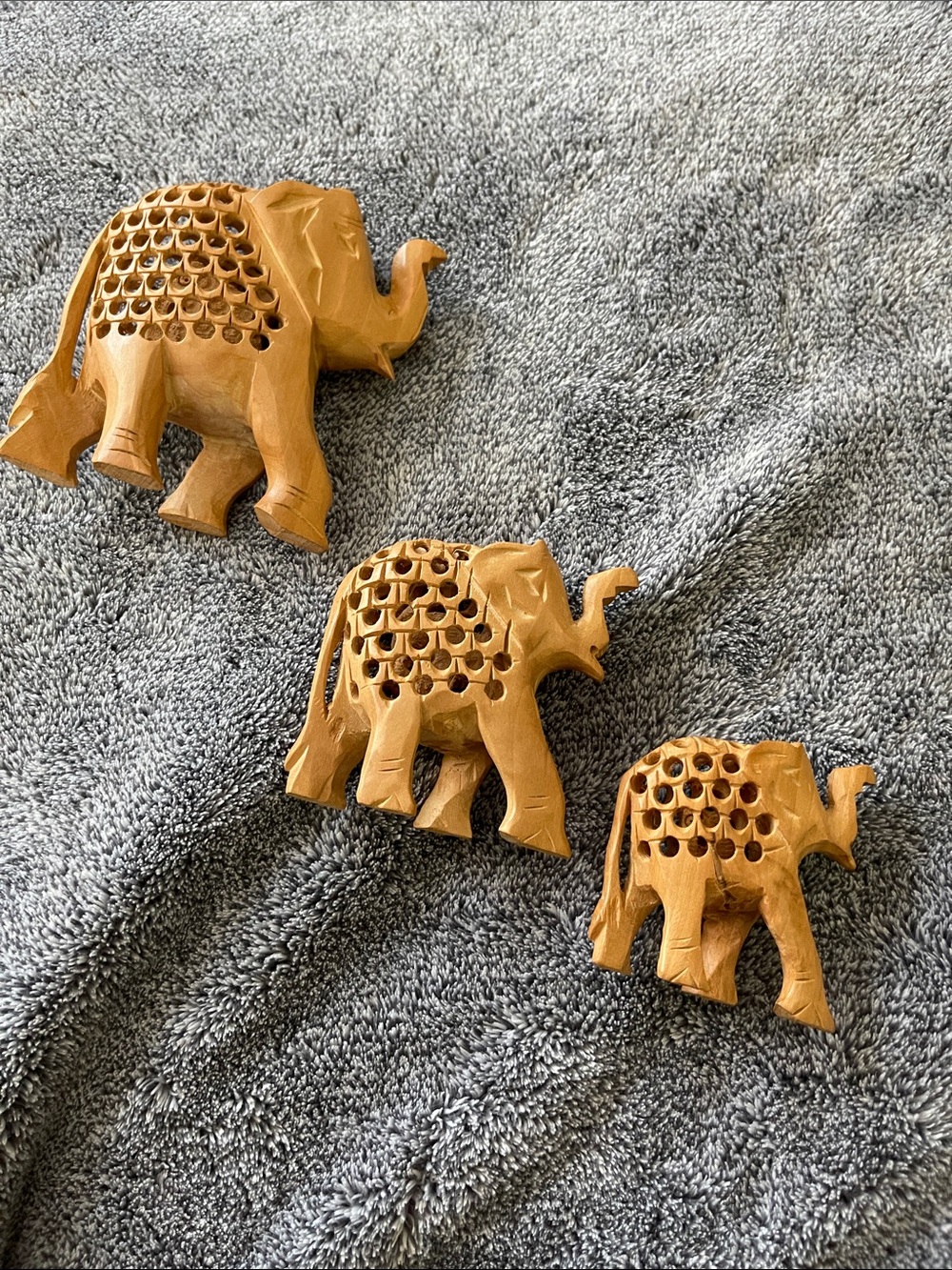 Hand-Carved Wooden Elephant Decor - Natural Brown